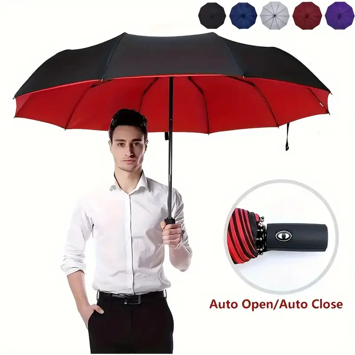 Automatic Folding Umbrella – Windproof & Waterproof Travel Umbrella for Men & Women