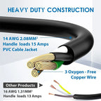 3-Prong Outdoor Extension Cord with Switch On/Off Waterproof Switch 15A 1875W