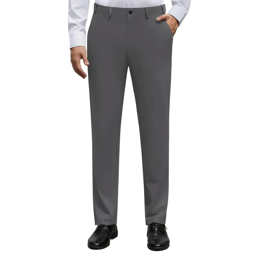 Alimens&Gentle Men's Stretch Dress Pants No Iron Golf Pants Expandable Waist Flat Front Business Casual Formal Pants