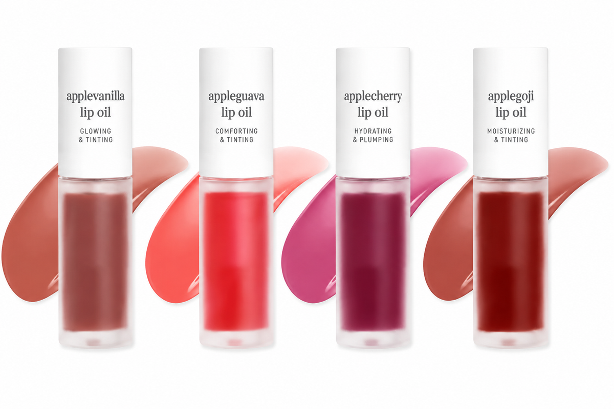 Nooni Korean Apple Lip Oil + Lip Stain | Glossy Lip Stain, Tinting & Long Lasting, Moisturizing Lip Care (13 options) Hydrate Lipgloss Lipstick Makeup Glossy Hydrating Moisturizer Plump Transfer-proof