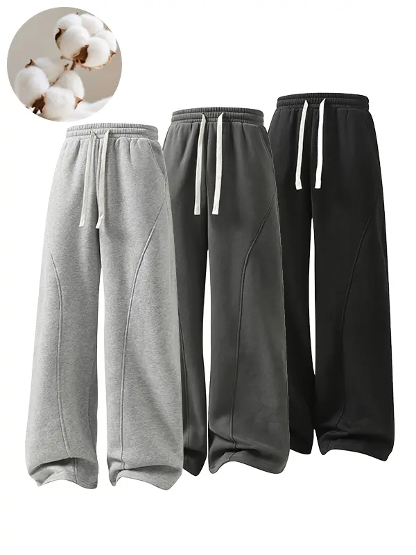 Men's Fleece-Lined Sweatpants—Warm, Loose-Fitting, and Comfortable