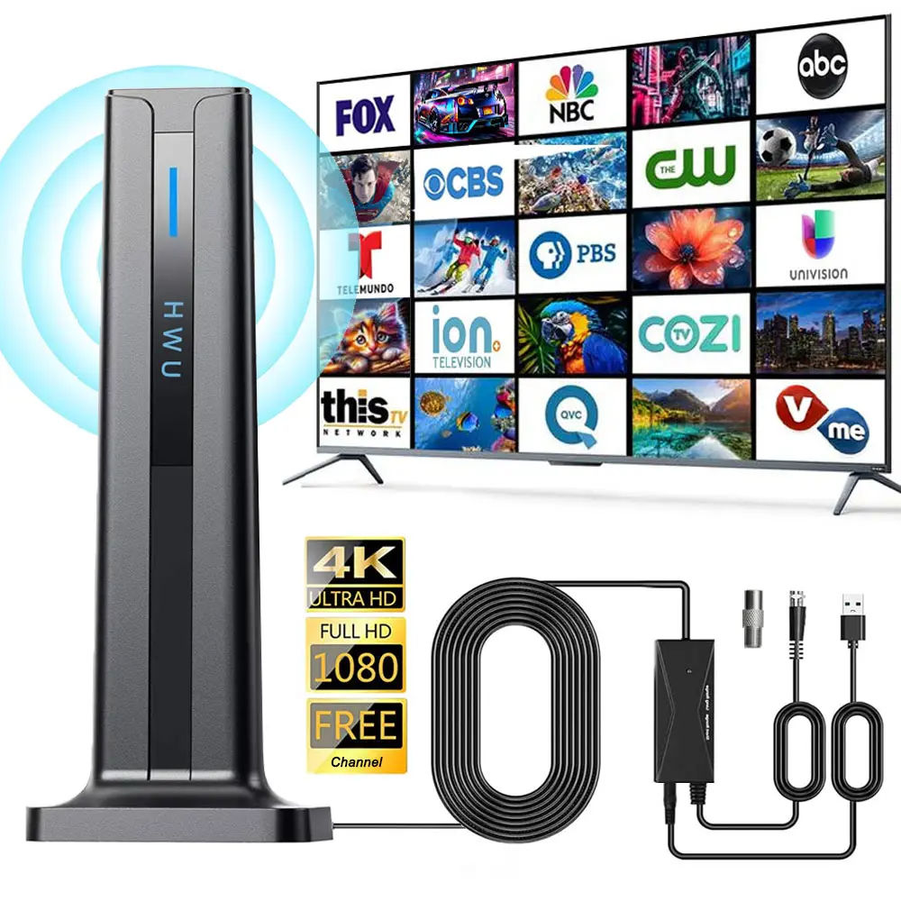 Indoor Digital TV Antenna – 360° 4K/1080P, Long Range, Easy Install