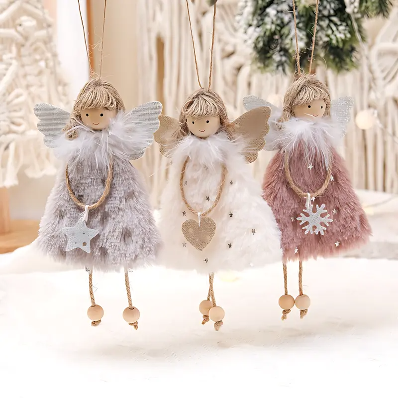 Angel Girl Ornaments Set – 3pcs Fabric Christmas Tree Pendants