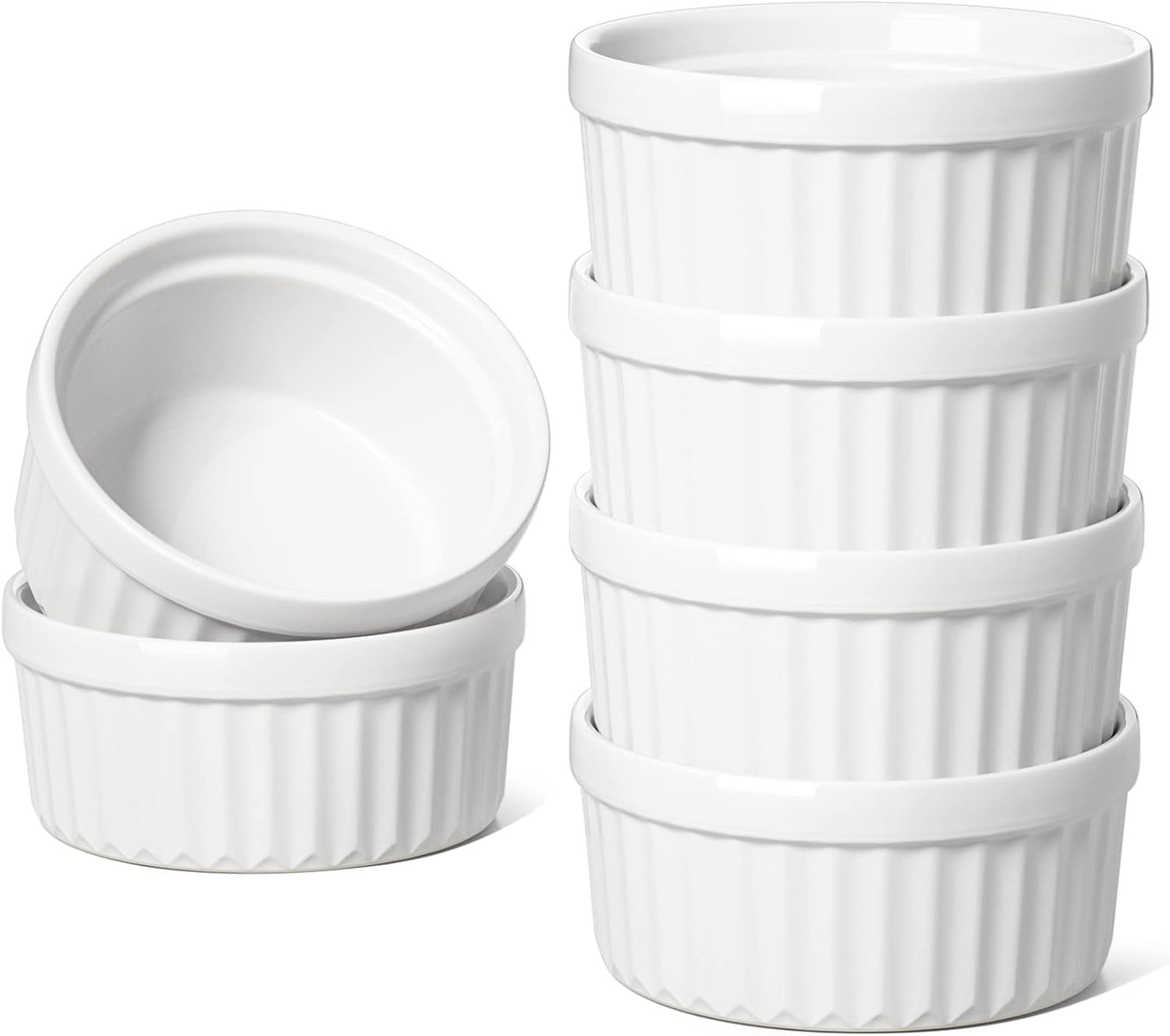 Ramekins 4 OZ Oven Safe, Creme Brulee Ramekins, Pudding Custard Cups Souffle Ramiken