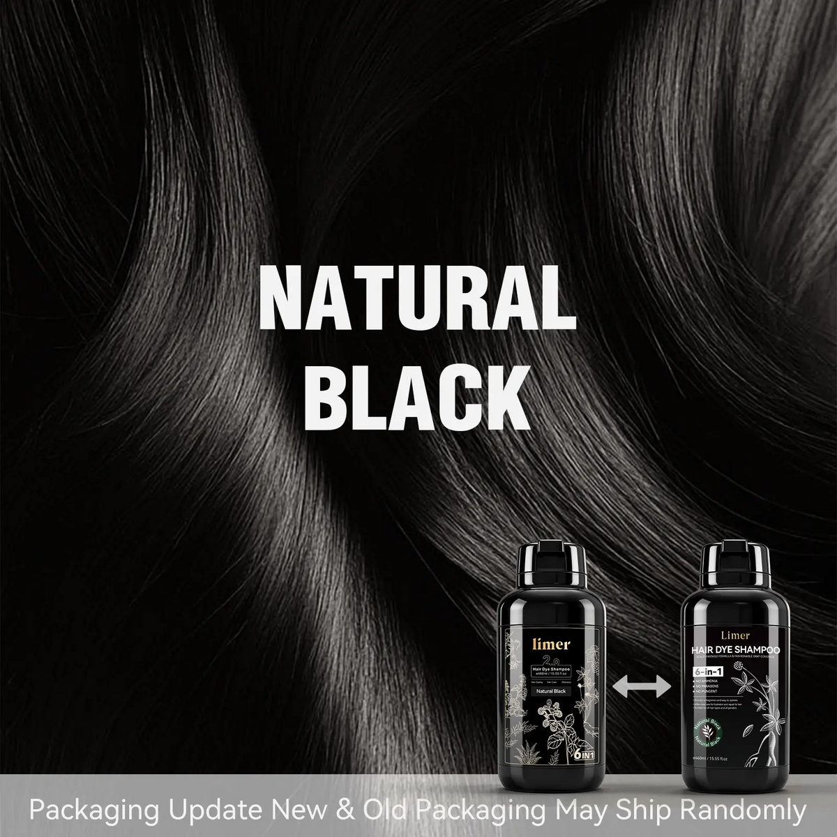 Limer 6-in-1 Instant Hair Dye Shampoo – Ammonia-Free Gray Coverage, 10 Colors
