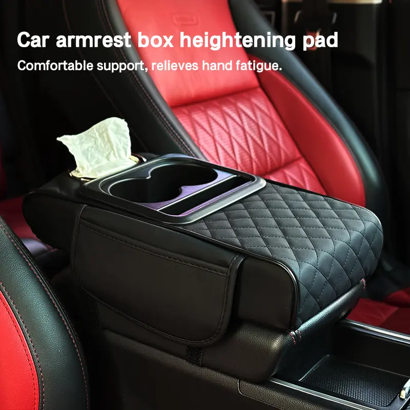Car Armrest Cushion 5-in-1 – Center Console Cover with Storage, Cup Holder & Phone Slot