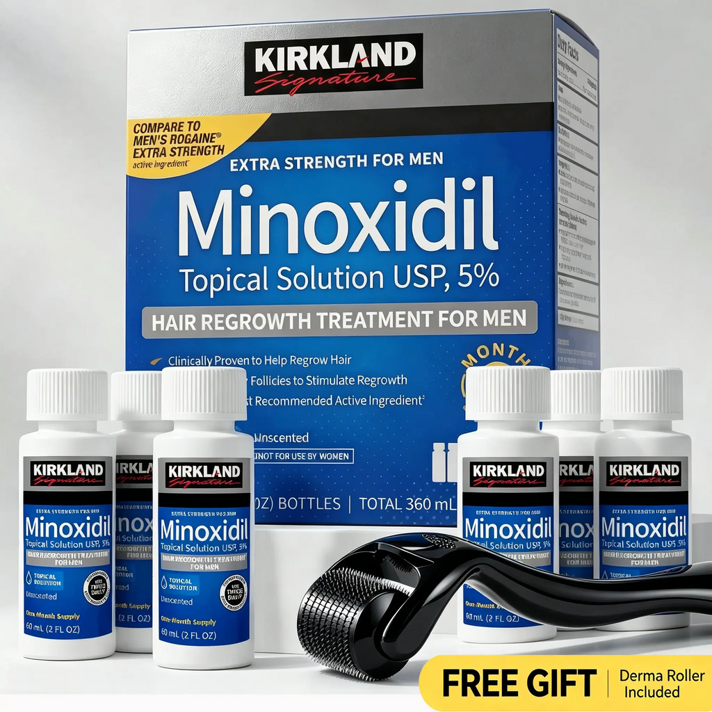 Hair & Beard Growth Kit with Minoxidil & Derma Roller