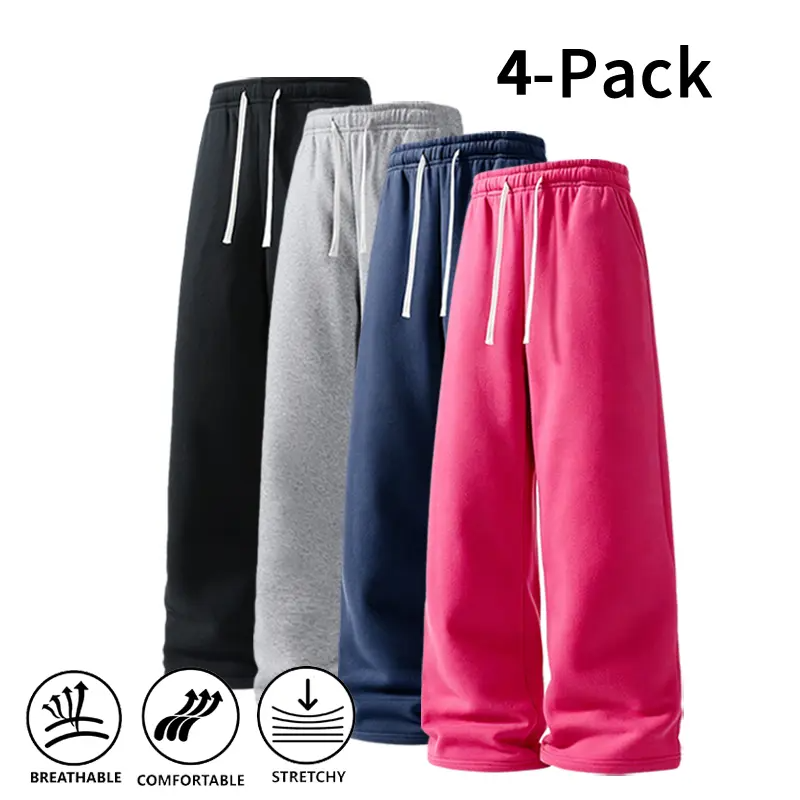 4-Pack Wide-Leg Sweatpants – Ultra-Soft Athletic Pants for Gym, Running & Basketball