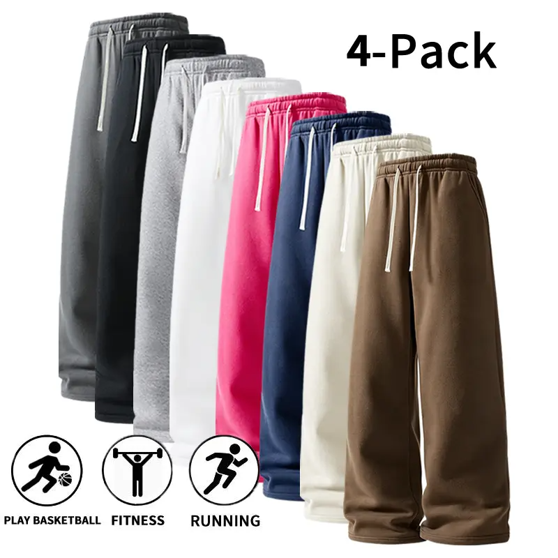 4-Pack Wide-Leg Sweatpants – Ultra-Soft Athletic Pants for Gym, Running & Basketball