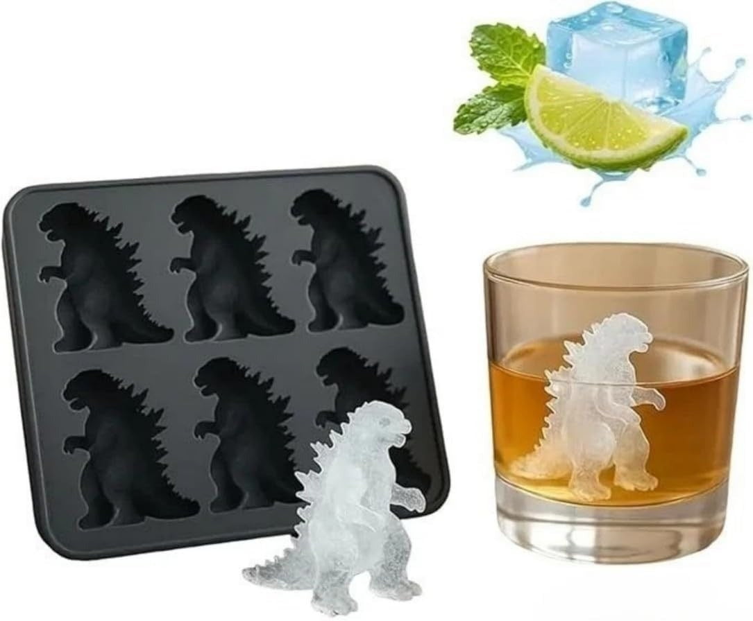 Silicone Dinosaur Ice Cube Tray (6-Cavity Large Mold) – Ideal for Whiskey, Cockt