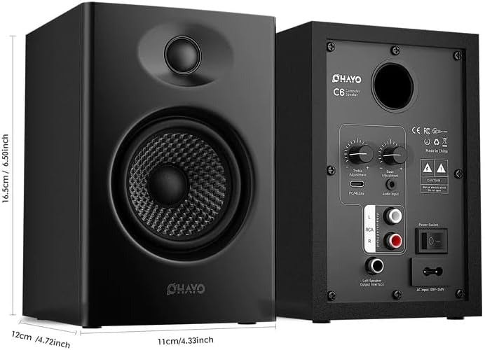 60W Computer Speakers for Music and Gaming, Active Bluetooth 5.3, Stereo 2.0 Speakers for Desktop PC