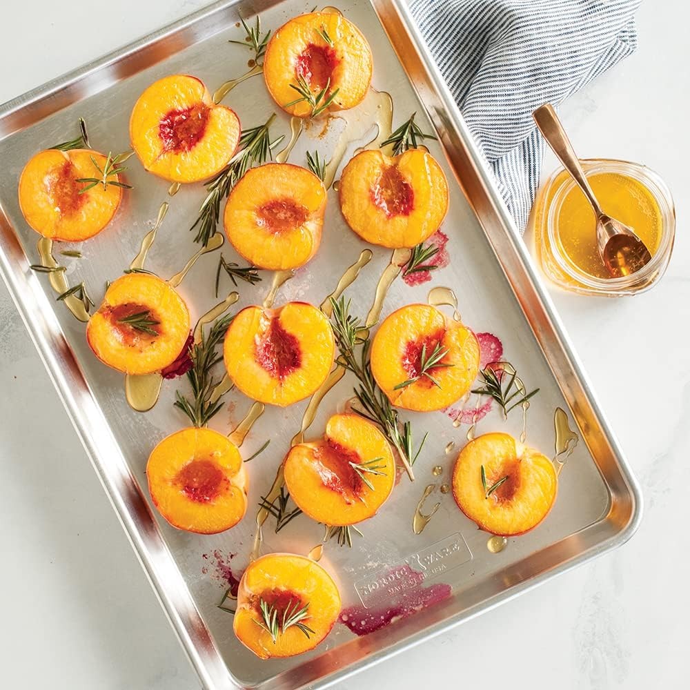 Half Sheet - USA Made Aluminum Commercial Quality Sheet Pan for Baking or Roasting, Encapsulated Galvanized Steel Rim Prevents Warping