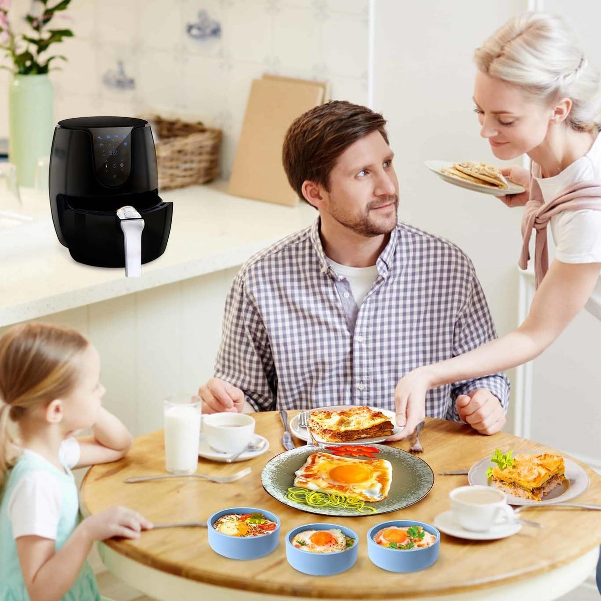 Silicone Air Fryer Egg Mold,3 Pcs Reusable Nonstick Egg Bites Pan