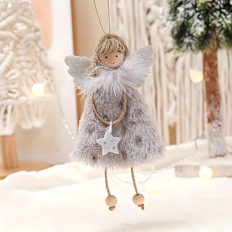 Angel Girl Ornaments Set – 3pcs Fabric Christmas Tree Pendants