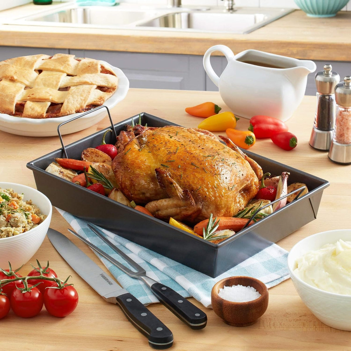 Professional Non-Stick Roast Pan with Non-Stick Rack