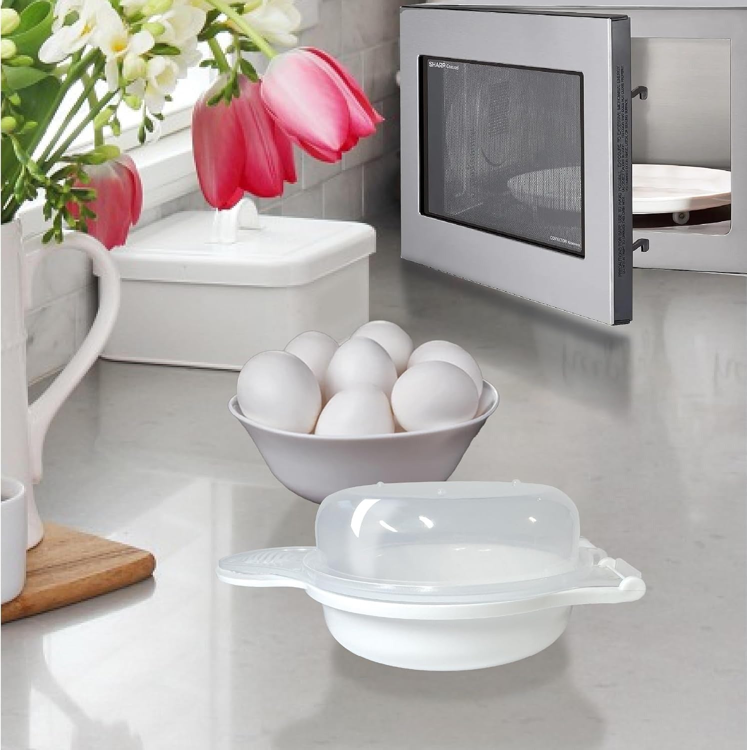 Microwave Egg Cooker/Poacher - Easy Scrambled Omelet Maker & Breakfast Cookware