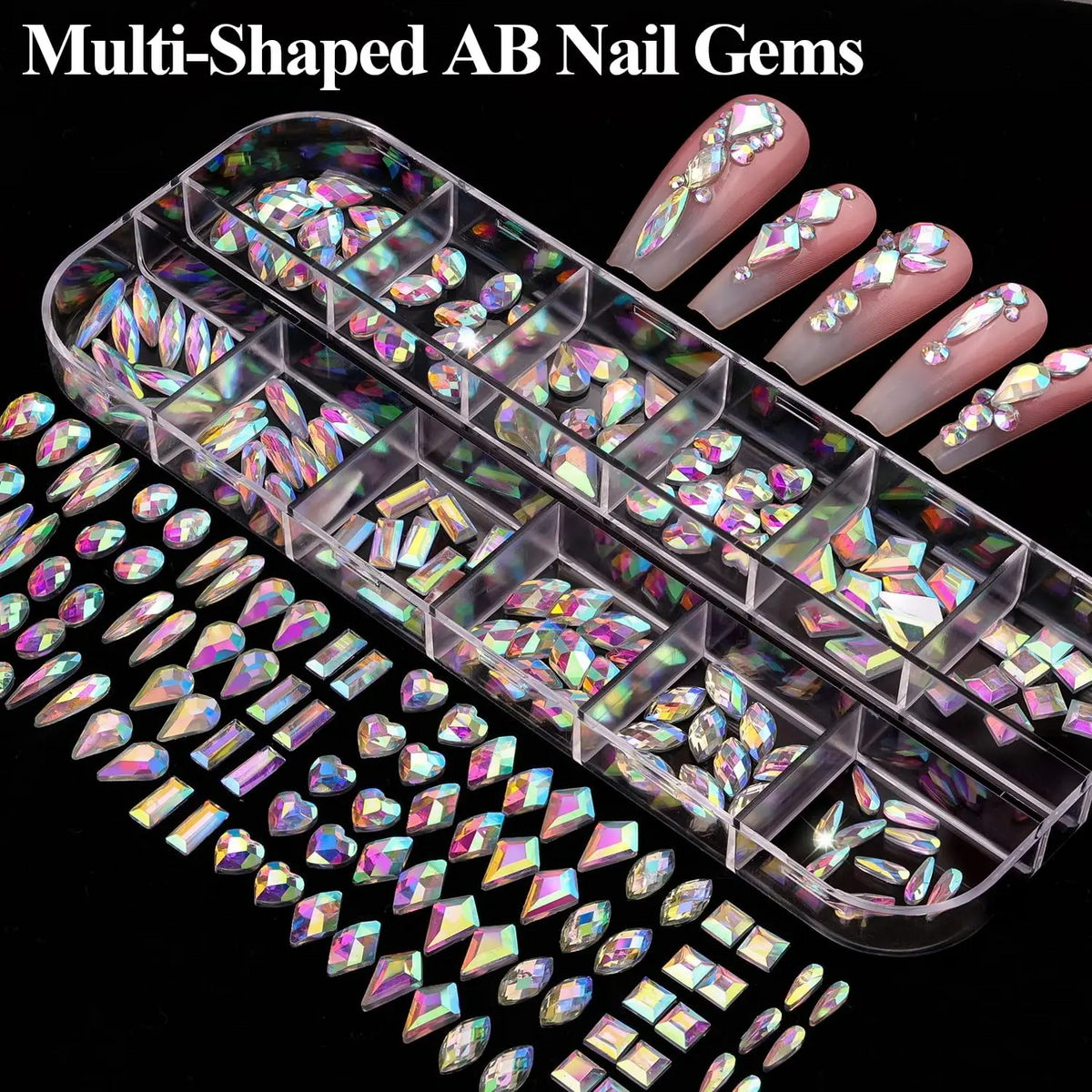 3D Nail Charms Kit – Rhinestones, Pearls & Jewels for Nail Art