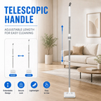 Retractable Mop – Hands-Free Clamp, Wet & Dry, Replaceable Pads for Hardwood & Tile