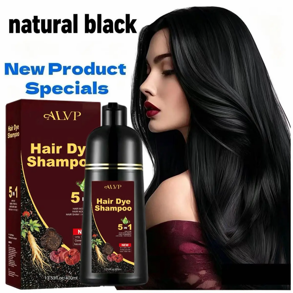 5-in-1 Herbal Color Shampoo – Gray Coverage, Nourishing & Long-Lasting | Ginseng Formula