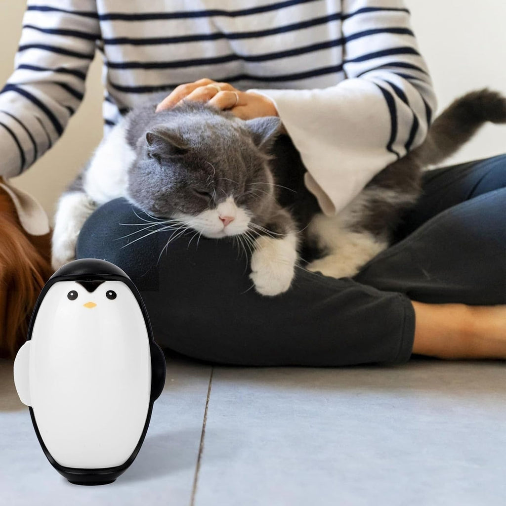 Reusable Penguin Lint Roller, Washable Adhesive Roller for Pet Hair, (Black)