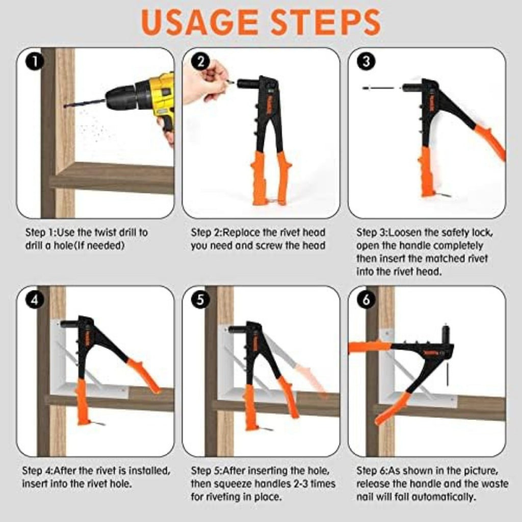 Heavy Hand Riveter Rivet Gun Professional Pop Rivet Gun Kit
