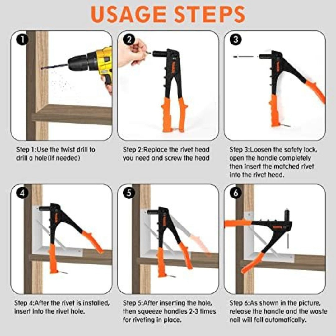 Heavy Hand Riveter Rivet Gun Professional Pop Rivet Gun Kit