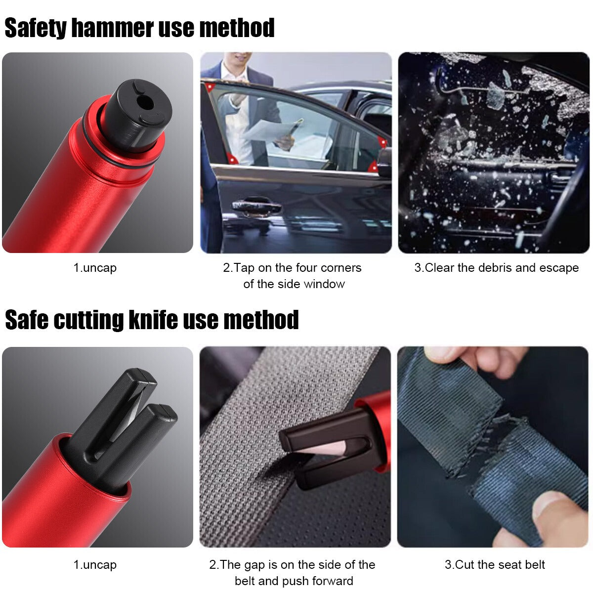 Car Safety Hammer Emergency Escape Tool with Seat Belt Cutter Window Breaker