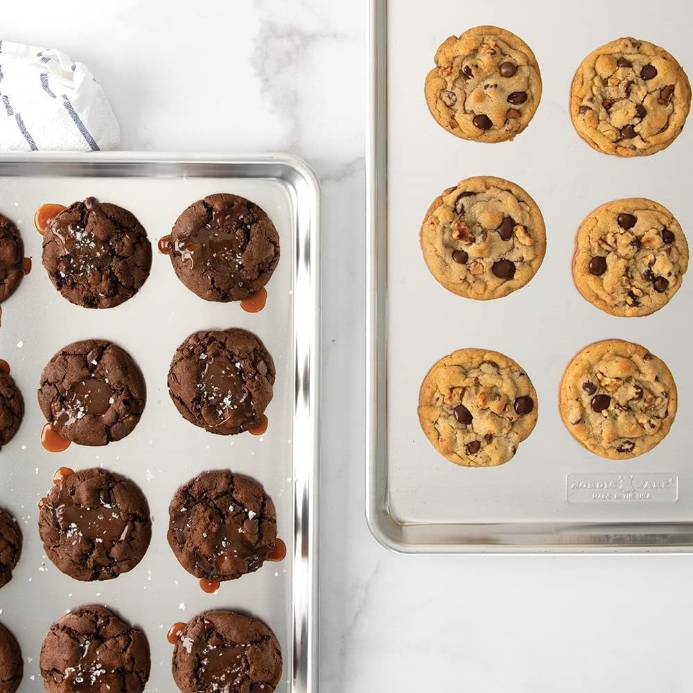 Half Sheet - USA Made Aluminum Commercial Quality Sheet Pan for Baking or Roasting, Encapsulated Galvanized Steel Rim Prevents Warping