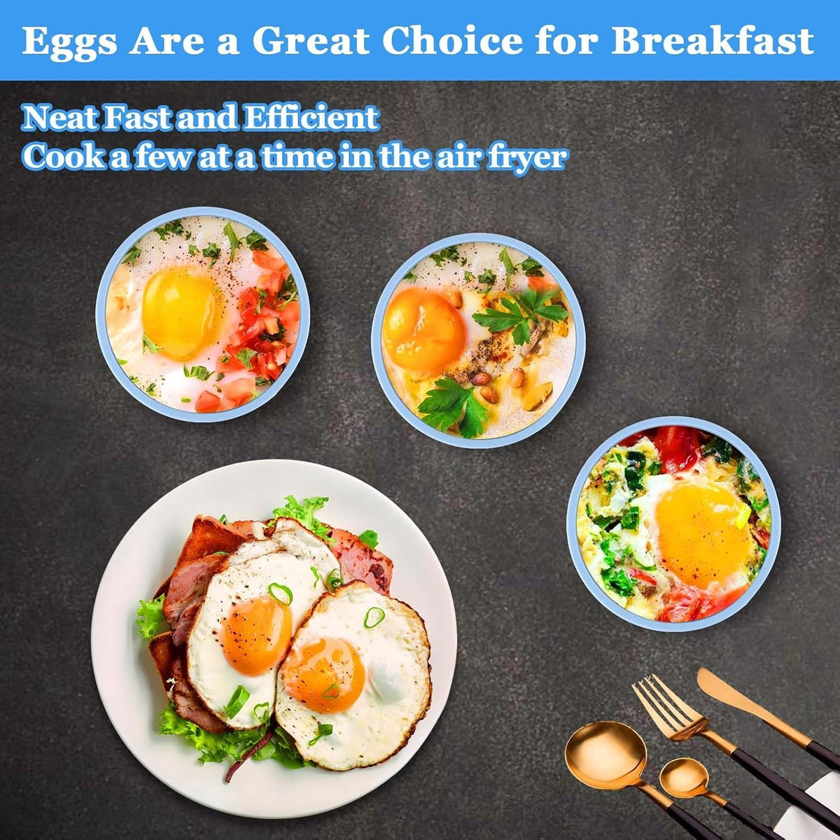 Silicone Air Fryer Egg Mold,3 Pcs Reusable Nonstick Egg Bites Pan