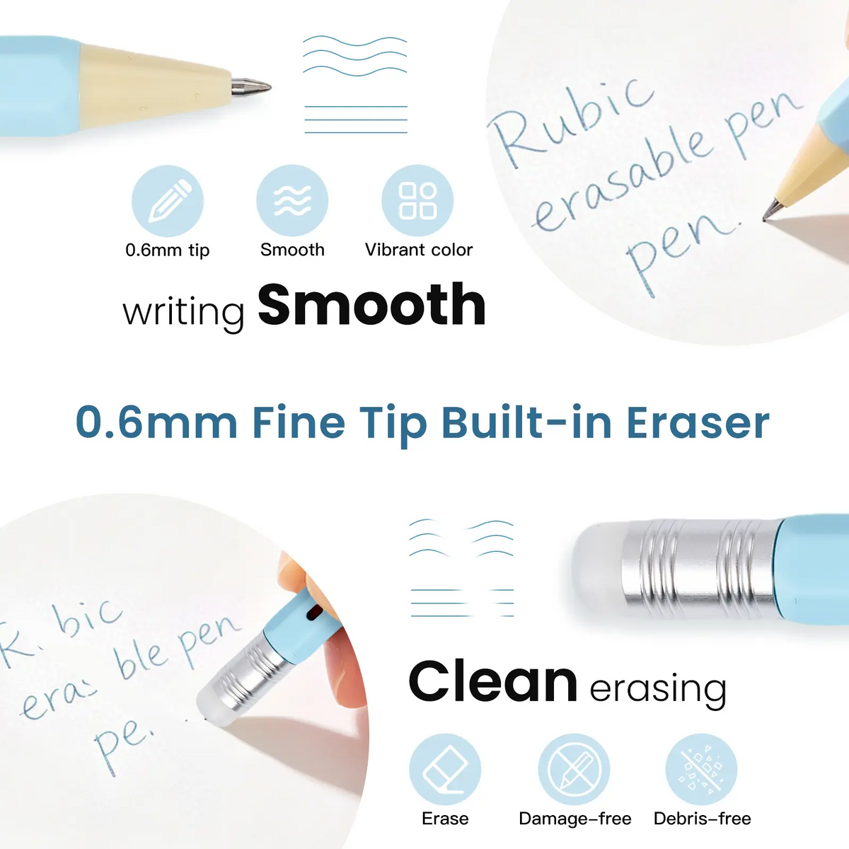 Erasable Gel Pens – 0.6mm, 36 Colors, Hexagonal Grip