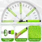 Car Window Cleaner Tool – Extendable Handle, 180° Pivoting Head & 4 Microfiber Pads