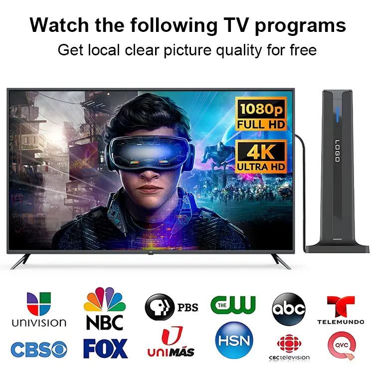 Indoor Digital TV Antenna – 360° 4K/1080P, Long Range, Easy Install