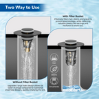 3-in-1 Bathroom Sink Drain Strainer – Pop-Up Stopper, Removable Steel Basket & Hair Catcher