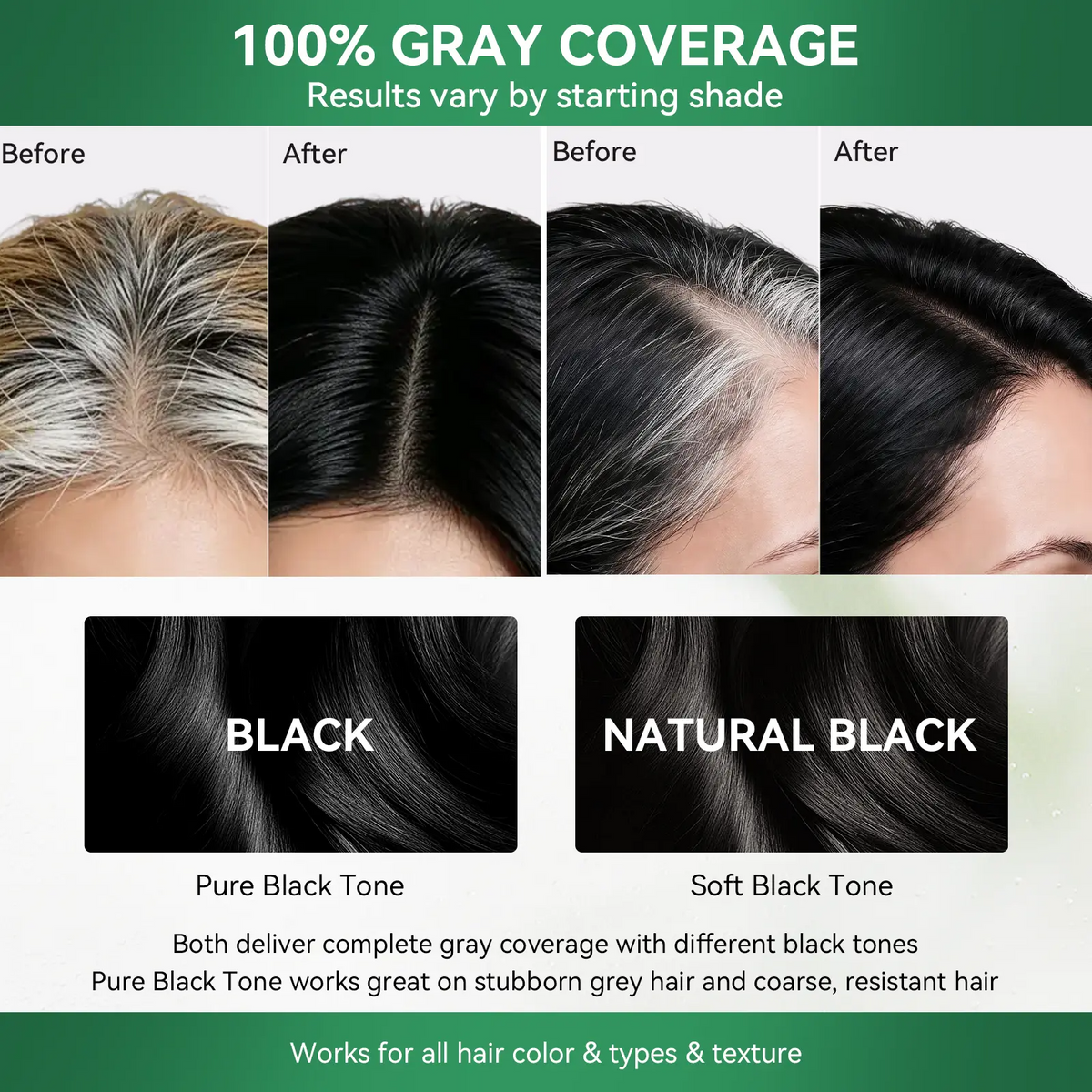 Limer 6-in-1 Instant Hair Dye Shampoo – Ammonia-Free Gray Coverage, 10 Colors