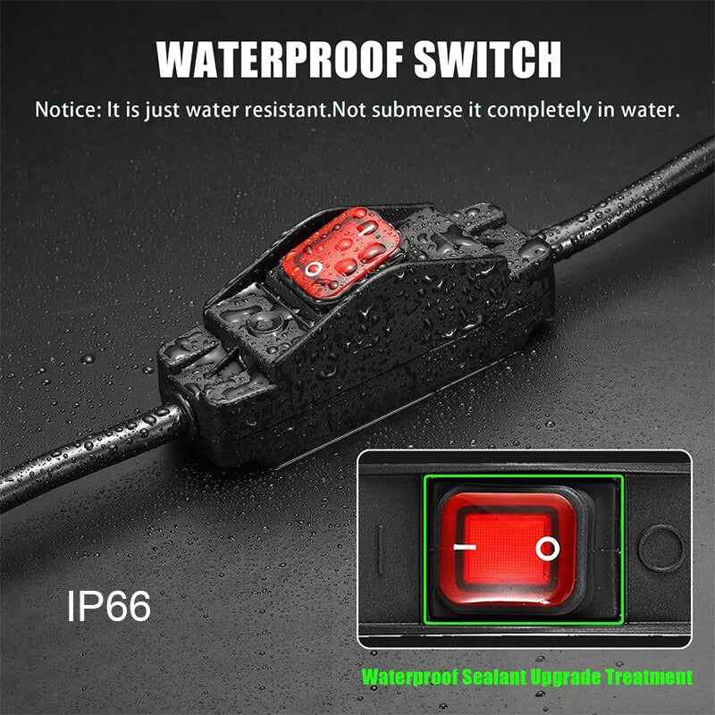 3-Prong Outdoor Extension Cord with Switch On/Off Waterproof Switch 15A 1875W