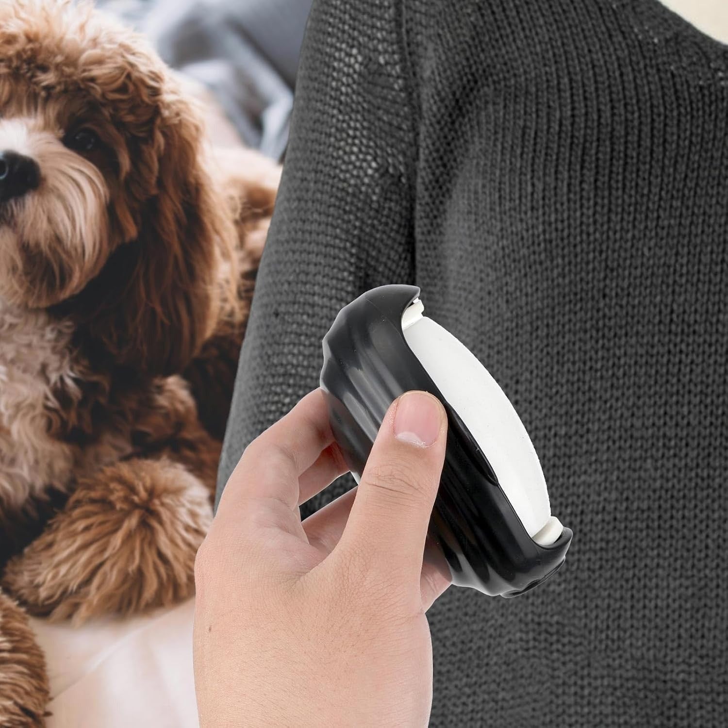 Reusable Penguin Lint Roller, Washable Adhesive Roller for Pet Hair, (Black)