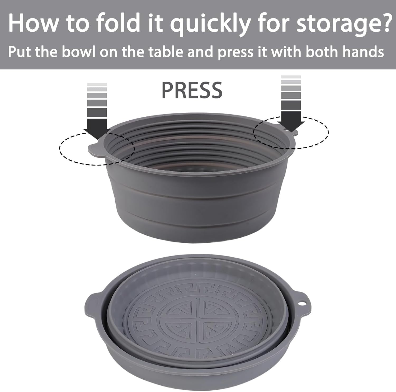 Collapsible Silicone Mixing Bowl Food-Grade Foldable Travel Container Large