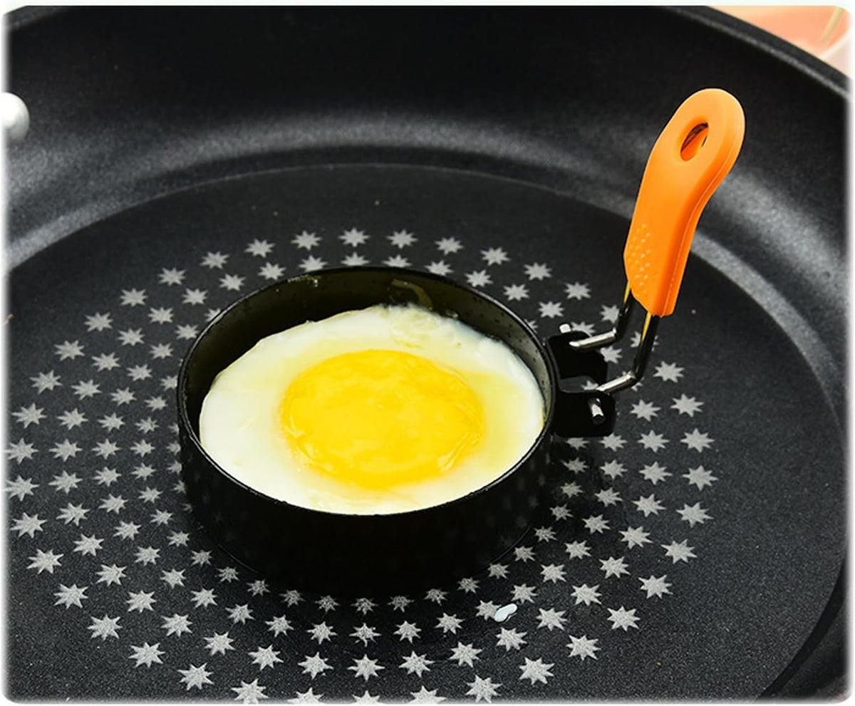 3.5" Egg Rings Set of 4 with Silicone Handle, Large Ring for Frying Eggs, Round Mold for English Muffins