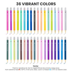 Erasable Gel Pens – 0.6mm, 36 Colors, Hexagonal Grip