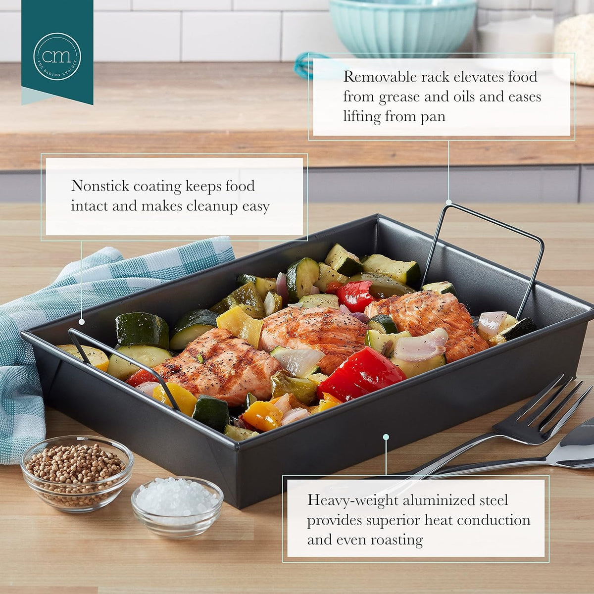 Professional Non-Stick Roast Pan with Non-Stick Rack