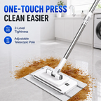 Retractable Mop – Hands-Free Clamp, Wet & Dry, Replaceable Pads for Hardwood & Tile