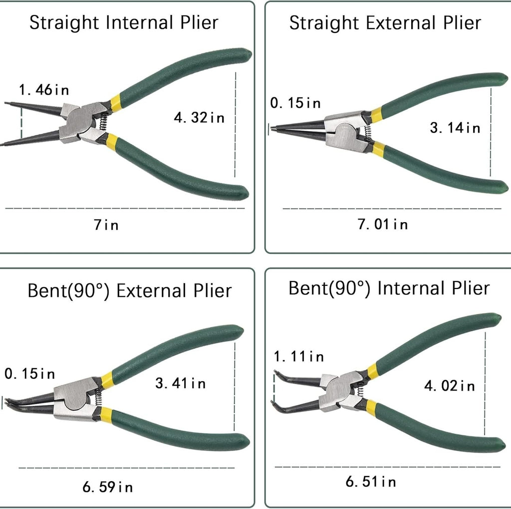 4Pcs 7" Internal/External Snap Ring Pliers Set Heavy Duty Circlip Pliers Kit