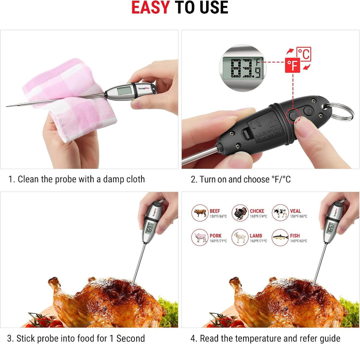 Digital Food Thermometer for Cooking Bread Baking Sourdough Liquids