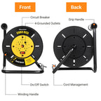 Extension Cord Storage Reel Open Cord Reel with 4-Grounded Outlets