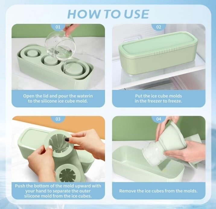 cup accessories silicone ice cube mold tray with lid for 20-40 oz tumbl