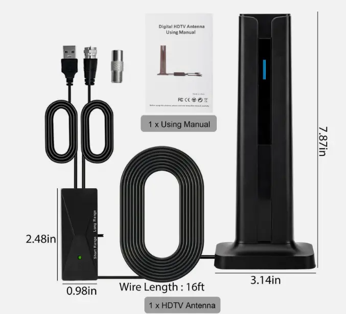 Indoor Digital TV Antenna – 360° 4K/1080P, Long Range, Easy Install