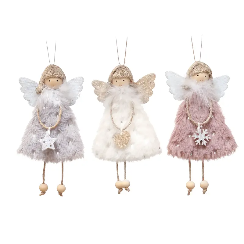 Angel Girl Ornaments Set – 3pcs Fabric Christmas Tree Pendants