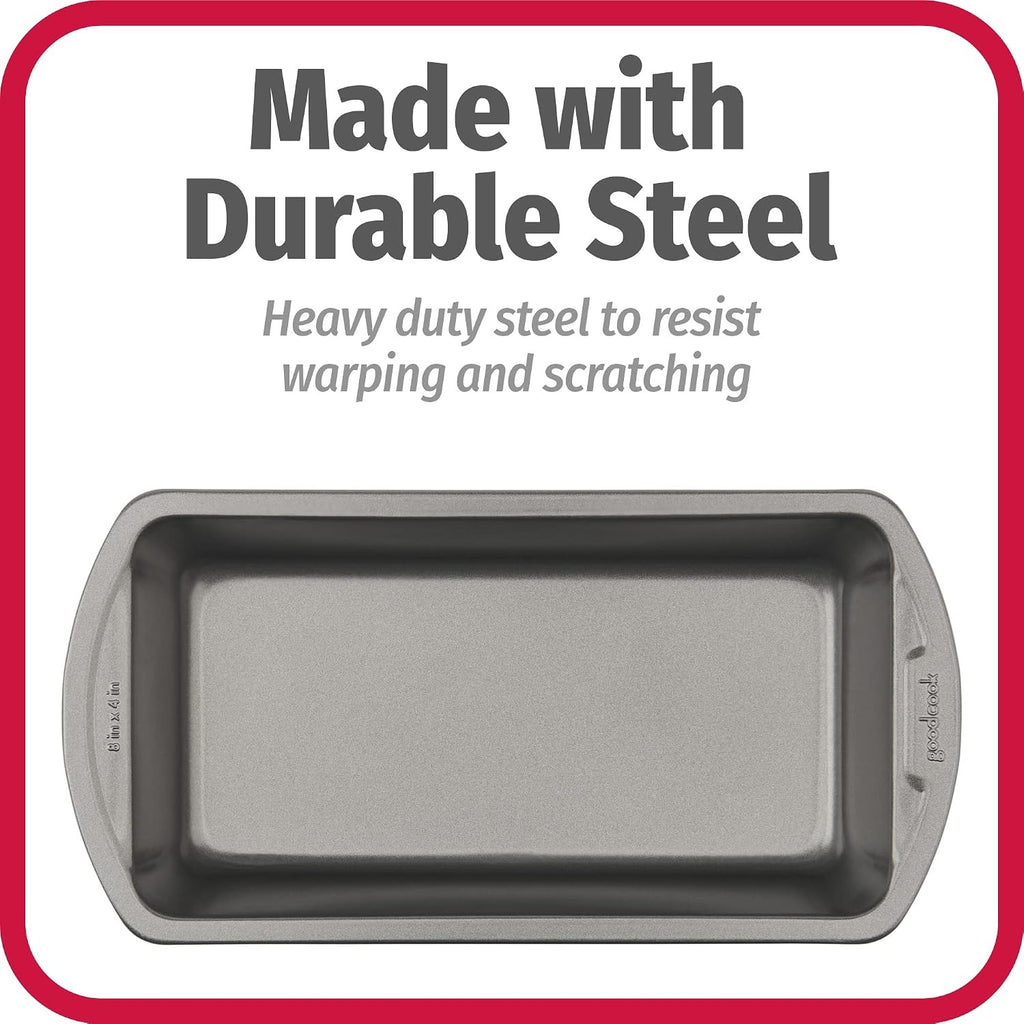 Nonstick Loaf Pan 8 x 4-Inch Heavy-Duty Steel Bakeware with Easy-Clean Non-Stick Coating, Oven & Dishwasher Safe Pan for Meatloaf Breads Lasagnas Casseroles & More