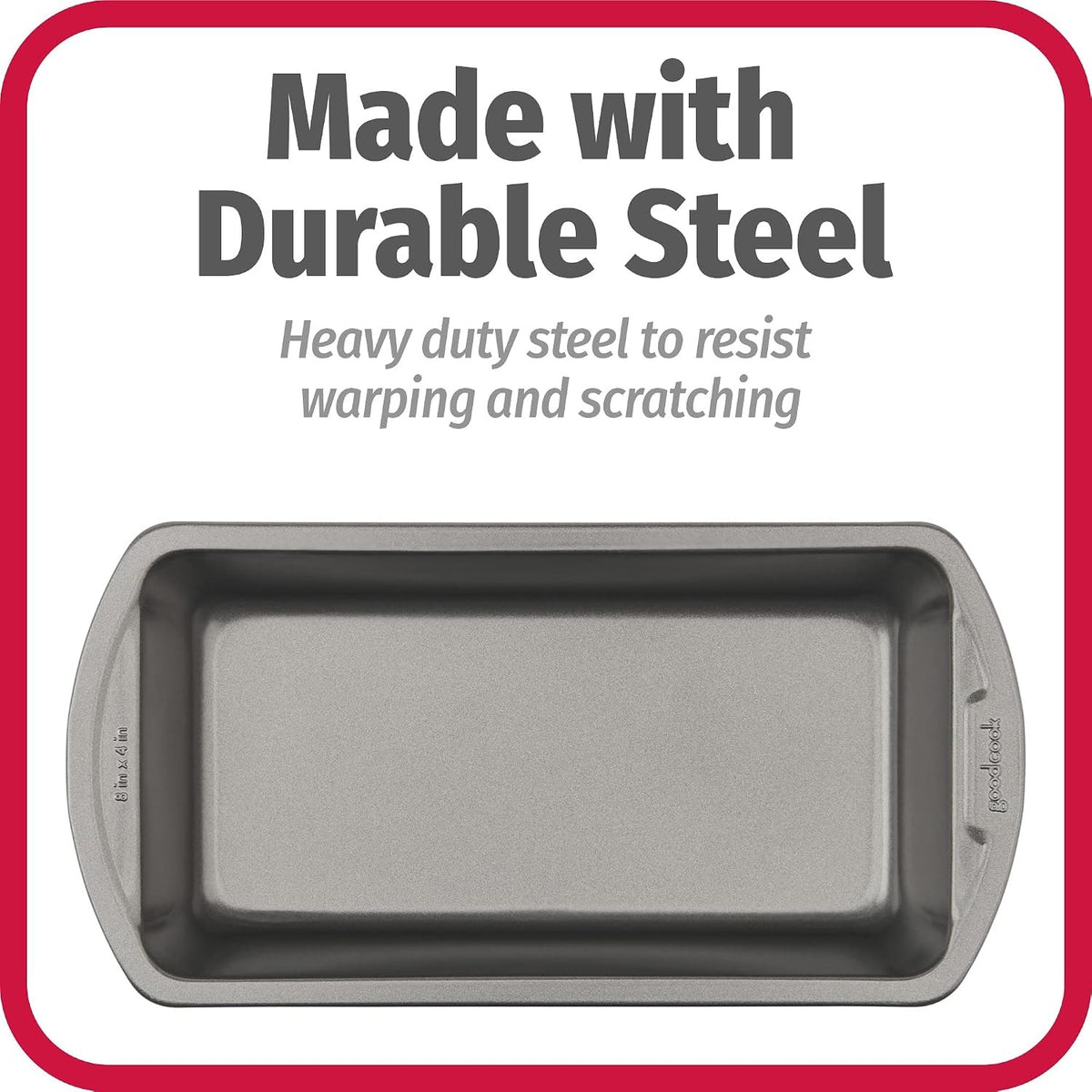 Nonstick Loaf Pan 8 x 4-Inch Heavy-Duty Steel Bakeware with Easy-Clean Non-Stick Coating, Oven & Dishwasher Safe Pan for Meatloaf Breads Lasagnas Casseroles & More