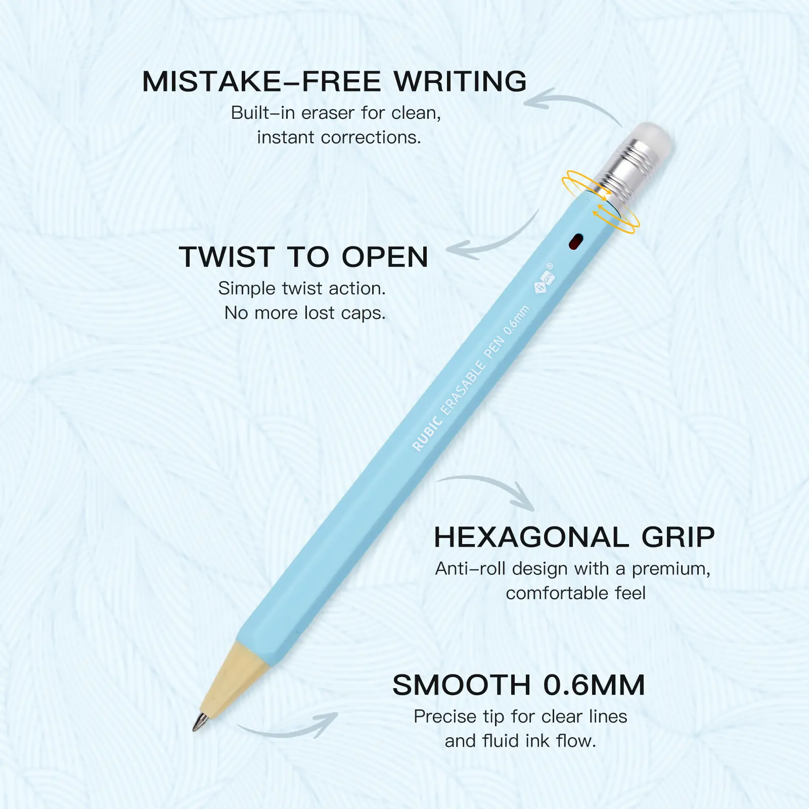 Erasable Gel Pens – 0.6mm, 36 Colors, Hexagonal Grip